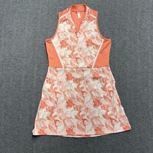 Adidas Tennis Golf Dress Womens Large 16-18 Coral Floral Sleeveless Activewear